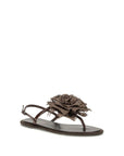 LE SILLA Rose Leather Flat Sandals - Brown