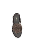 LE SILLA Rose Leather Flat Sandals - Brown