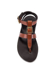 Saint Laurent Leather Gladiator Flat Sandals - Cognac