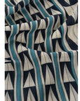 Lanvin Blue Geometric Wool Scarf