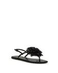 LE SILLA Rose Leather Flat Sandals - Black
