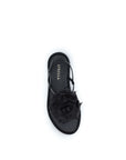 LE SILLA Rose Leather Flat Sandals - Black