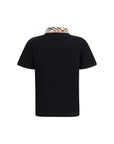 Burberry Checkered Collar Black Polo Shirt