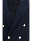 Lardini Cotton Double-Breasted Blazer - Deep Blue
