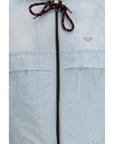 Prada Blue Hooded Eco Re-Nylon Cropped Jacket