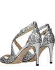 Jimmy Choo Emily 85 Glitter Stiletto Heels Silver