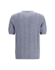 Brunello Cucinelli Blue Linen-Cotton Knit Top