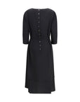 Prada Wool Blend Belted Midi Dress - Black