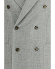 Lardini Roma Wool Double-Breasted Blazer - Light Gray/Grey