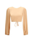 Kristina Ti Floral Lace Silk Crop Blouse