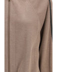 Brunello Cucinelli Brown Silk Zip-Up Hooded Jacket