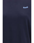 Prada Logo Deep Blue Short Sleeve Silk Knit Top