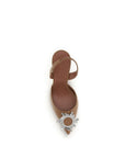 Amina Muaddi Begum Slingback Heels - Tan Brown