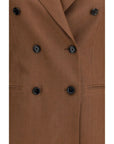Lardini Double-Breasted Linen Blazer - Caramel Brown