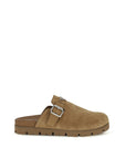 Prada Suede Leather Mule Flat Sandals - Coffee Brown