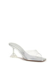 Amina Muaddi Lupita Glass Mule Sandals - Silver