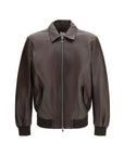 D’Amico Leather Bomber Jacket - Dark Chocolate