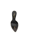 Saint Laurent Cassandre Peep Toe Sandal Mules - Black