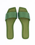Jimmy Choo Satin Crystal Clovis Flats - Matcha Green