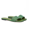 Jimmy Choo Satin Crystal Clovis Flats - Matcha Green