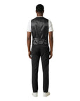 Mulish AB-213 Monetraso Vest, Blazer & Pants 3-Piece Suit - Black - Made In Italy