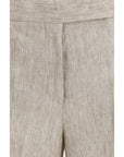 Max Mara Deserto Linen Wide Leg Pants - Beige