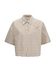 Prada Checkered Pattern Shirt With Tucked Hem