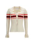 Self-Portrait Stripe Flounce Sleeve Knit Top