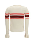 Self-Portrait Stripe Flounce Sleeve Knit Top