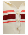 Self-Portrait Stripe Flounce Sleeve Knit Top