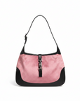 Gucci Jackie Pink Velvet And Black Leather Shoulder Bag