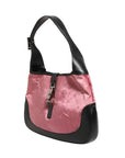 Gucci Jackie Pink Velvet And Black Leather Shoulder Bag