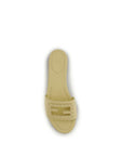 Fendi Beige Baguette Leather Flat Mule Sandals - Beige