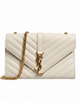 Saint Laurent YSL Envelope Shoulder Bag - Ivory/White