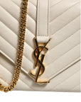 Saint Laurent YSL Envelope Shoulder Bag - Ivory/White
