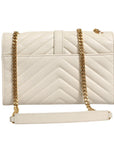 Saint Laurent YSL Envelope Shoulder Bag - Ivory/White