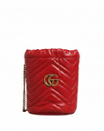 Gucci GG Marmont Chevron Quilted Bucket Bag - Red