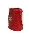 Gucci GG Marmont Chevron Quilted Bucket Bag - Red