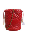 Gucci GG Marmont Chevron Quilted Bucket Bag - Red
