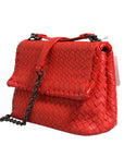 Bottega Veneta Olimpia Intrecciato Leather Small Shoulder Bag- Red