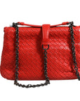 Bottega Veneta Olimpia Intrecciato Leather Small Shoulder Bag- Red