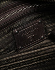 Prada Metallic Leather Ruffle Top Shoulder Bag - Brown