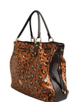 MCM Visetos Leopard Aren Medium Shopper Tote