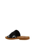 Chloé Linen Woody Flat Sandals - Black