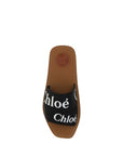 Chloé Linen Woody Flat Sandals - Black
