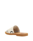 Chloé Linen Woody Mule Flat Sandals - White