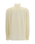 Chloé Lace & Embroidery Tie Neck Blouse - Ivory/Beige