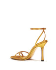 Jimmy Choo Leo Silk Stiletto Heel Sandals - Sunset Orange