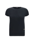 Balmain Wool-Cashmere Short Sleeve Knit Top - Black