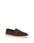 Prada Leather Suede Slip-On Loafers - Brown